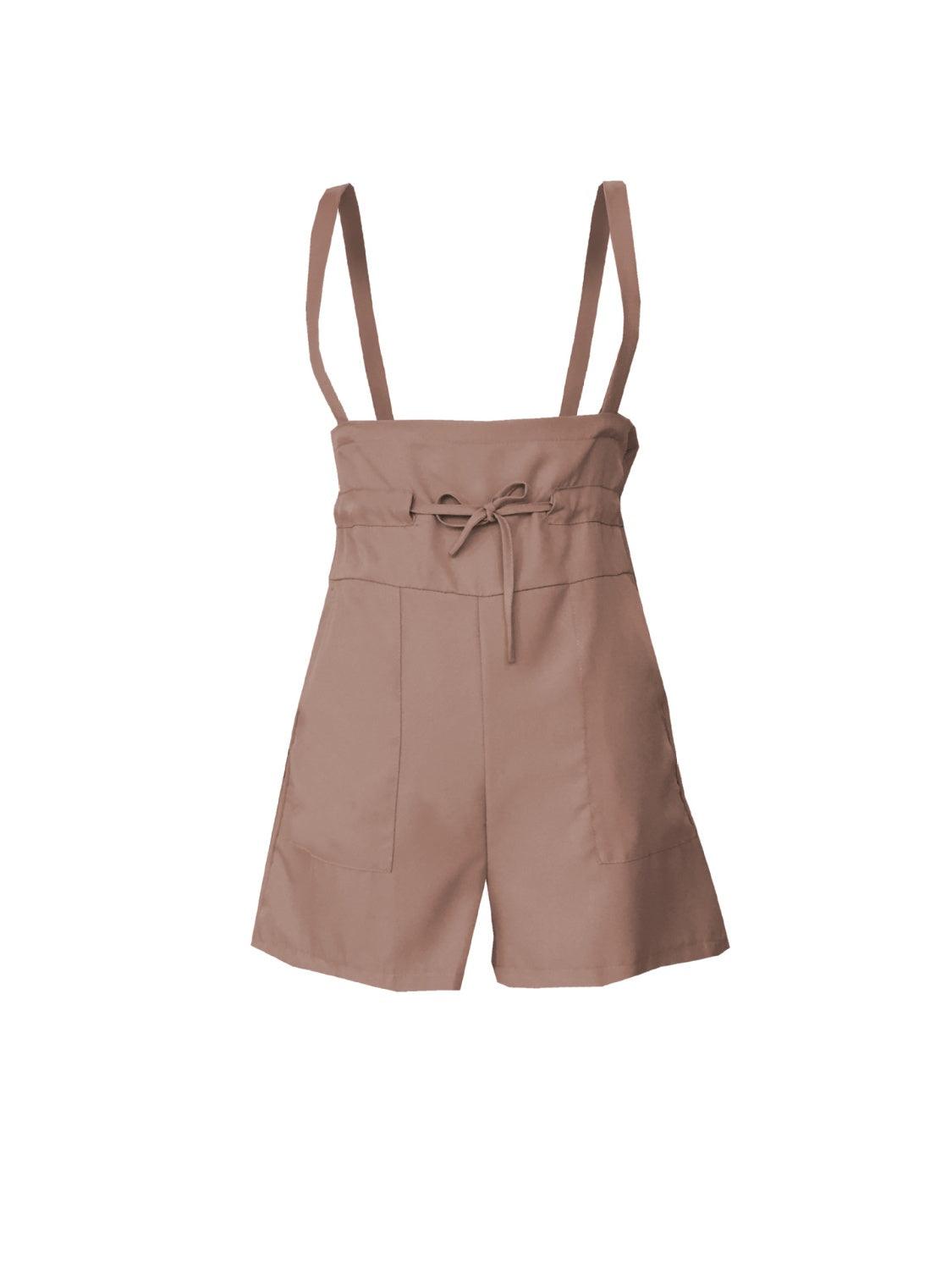 Bona Fide Fashion - Drawstring Wide Strap Overalls with Pockets - Women Fashion - Bona Fide Fashion