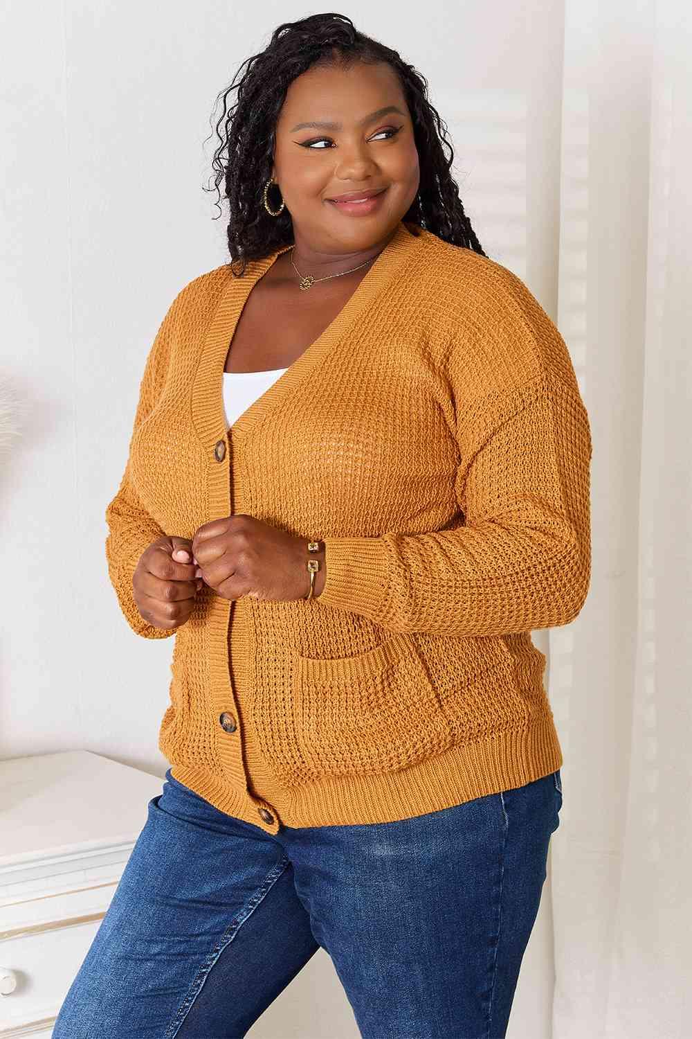 Bona Fide Fashion - Drop Shoulder Button Down Cardigan with Pockets - Women Fashion - Bona Fide Fashion