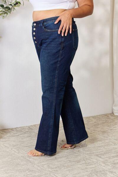 Bona Fide Fashion - Full Size Button-Fly Straight Jeans - Women Fashion - Bona Fide Fashion