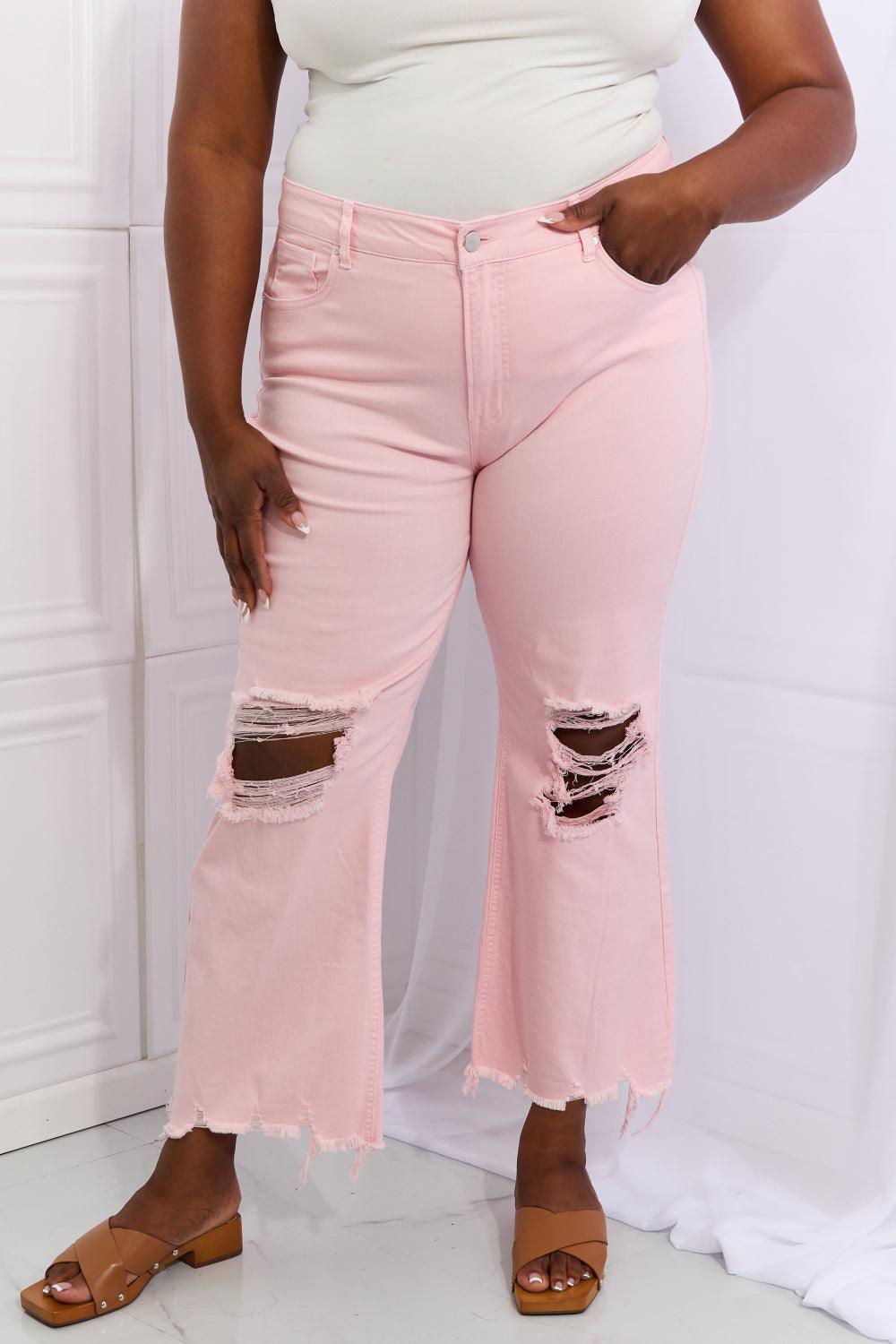 Bona Fide Fashion - Full Size Distressed Ankle Flare Jeans - Women Fashion - Bona Fide Fashion