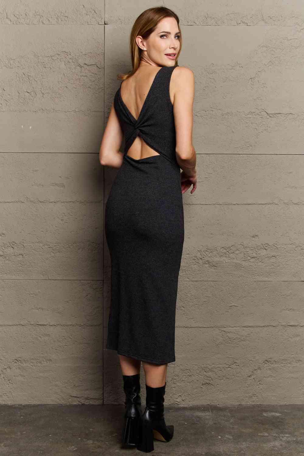 Bona Fide Fashion - Full Size For The Night Fitted Sleeveless Midi Dress in Black - Women Fashion - Bona Fide Fashion