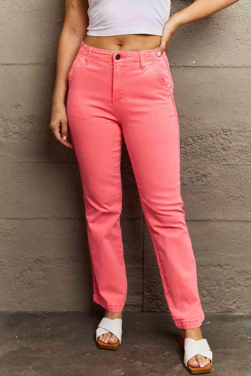 Bona Fide Fashion - Full Size High Waist Side Twill Straight Jeans - Women Fashion - Bona Fide Fashion