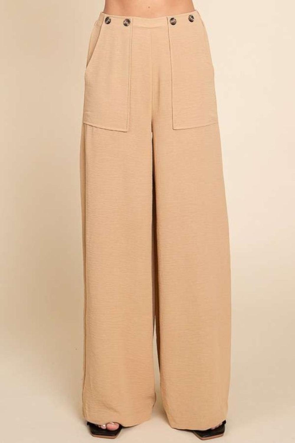 Bona Fide Fashion - Full Size High Waist Wide Leg Cargo Pants - Women Fashion - Bona Fide Fashion