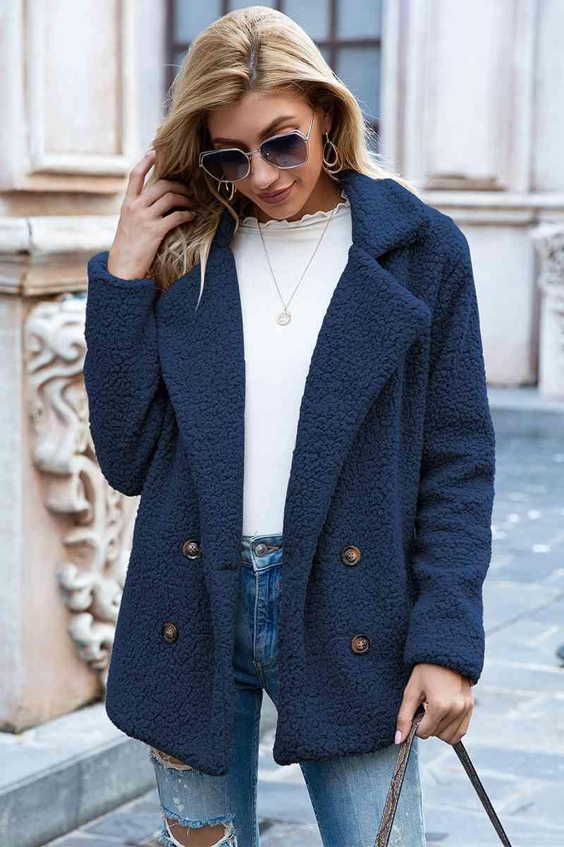 Bona Fide Fashion - Full Size Lapel Collar Sherpa Coat - Women Fashion - Bona Fide Fashion