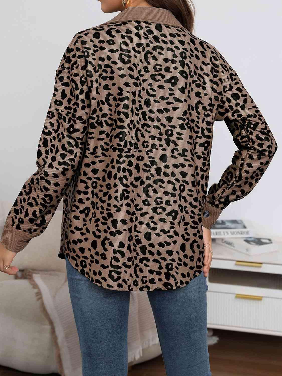 Bona Fide Fashion - Full Size Leopard Buttoned Jacket - Women Fashion - Bona Fide Fashion