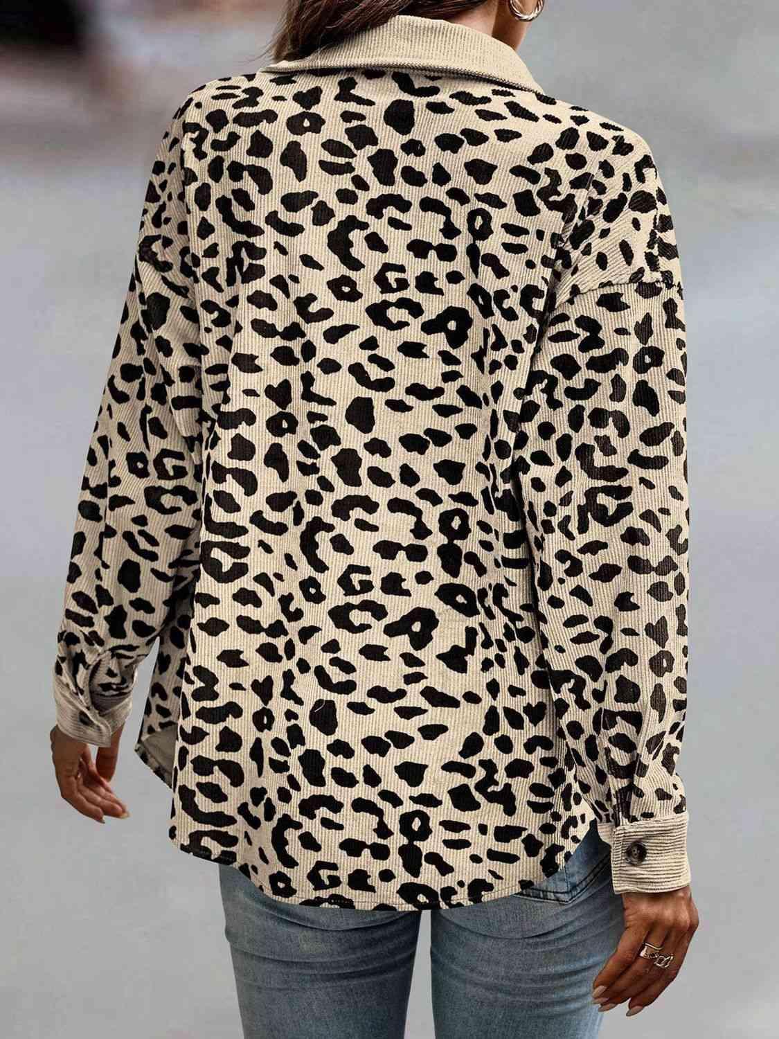 Bona Fide Fashion - Full Size Leopard Buttoned Jacket - Women Fashion - Bona Fide Fashion