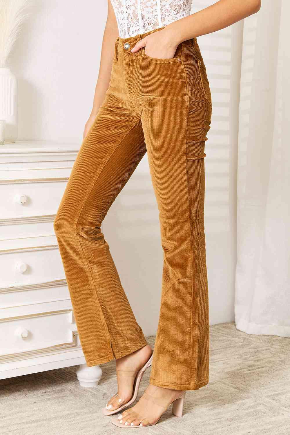 Bona Fide Fashion - Full Size Mid Rise Corduroy Pants - Women Fashion - Bona Fide Fashion