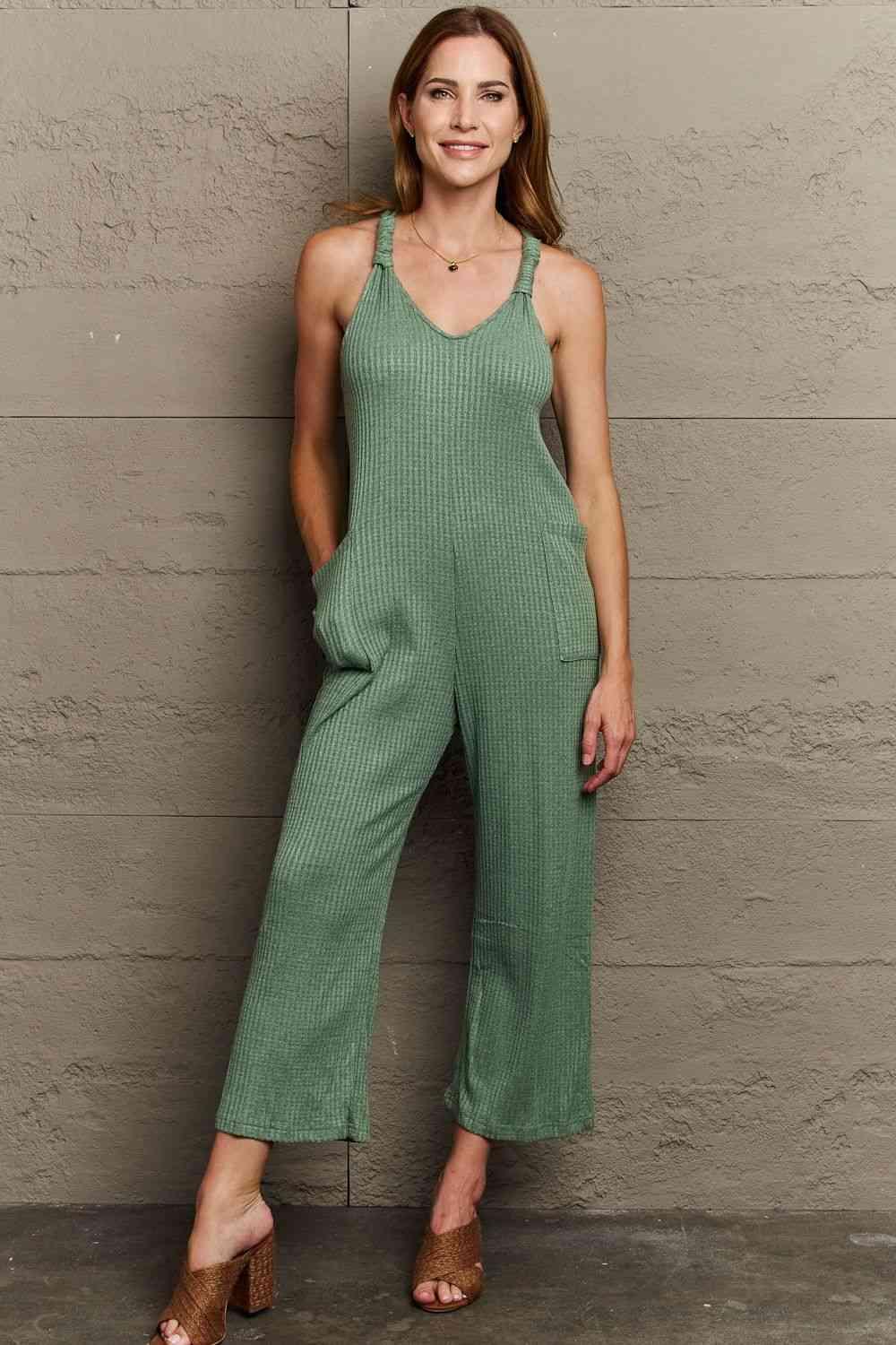 Bona Fide Fashion - Full Size Rib Knit Jumpsuit - Women Fashion - Bona Fide Fashion