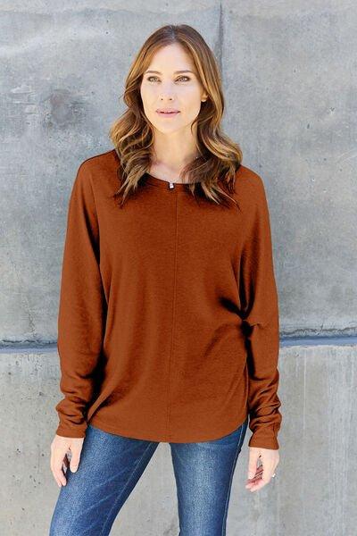 Bona Fide Fashion - Full Size Round Neck Long Sleeve T-Shirt - Women Fashion - Bona Fide Fashion