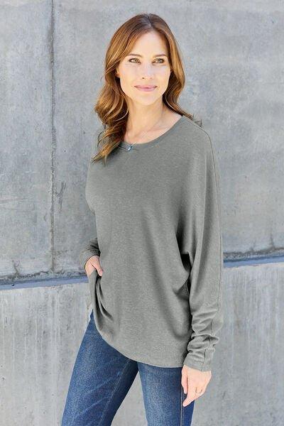 Bona Fide Fashion - Full Size Round Neck Long Sleeve T-Shirt - Women Fashion - Bona Fide Fashion