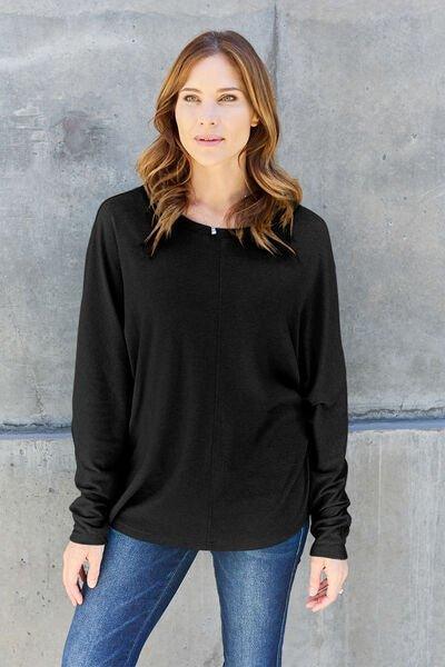 Bona Fide Fashion - Full Size Round Neck Long Sleeve T-Shirt - Women Fashion - Bona Fide Fashion