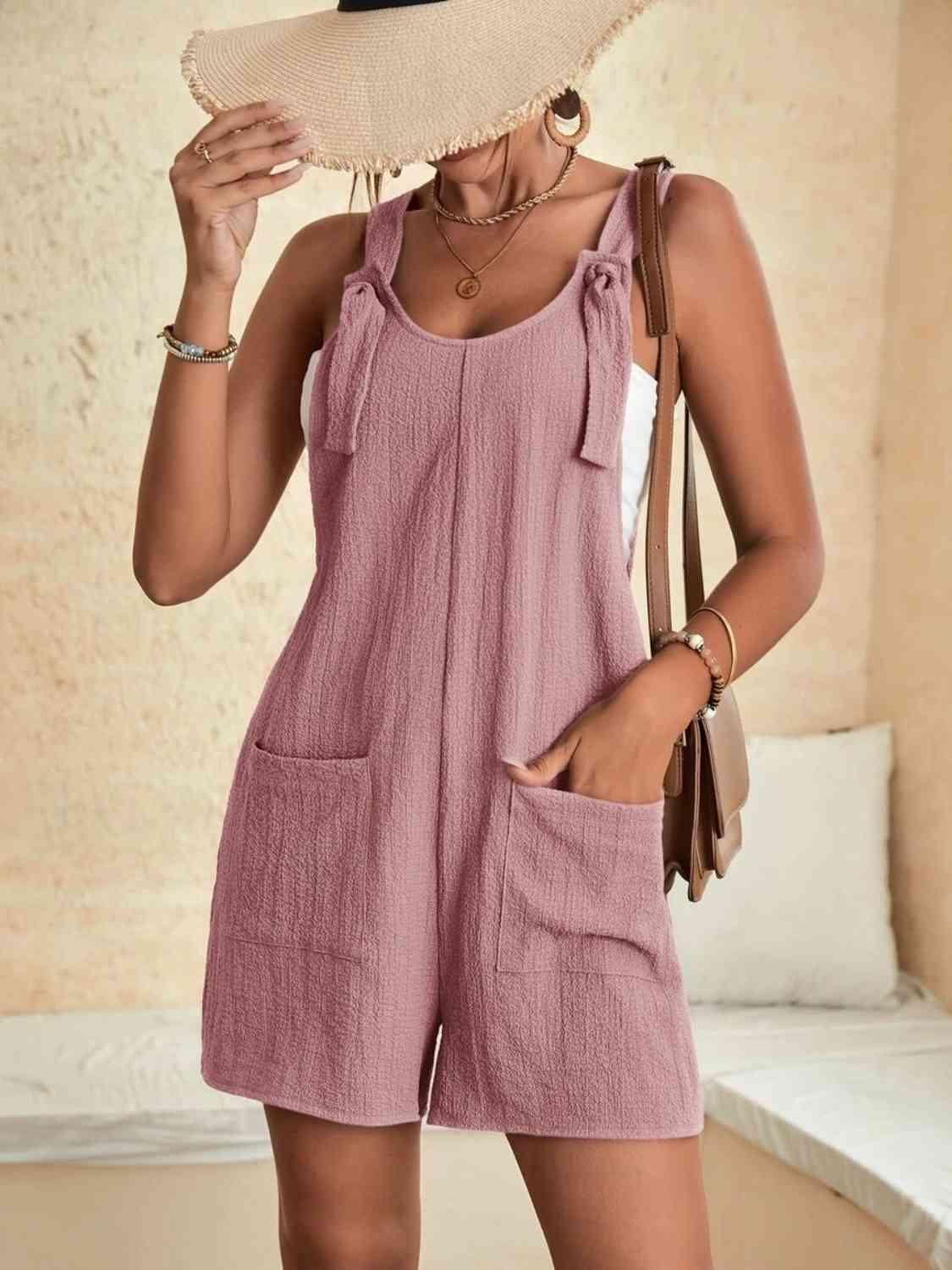 Bona Fide Fashion - Full Size Scoop Neck Romper with Pockets - Women Fashion - Bona Fide Fashion