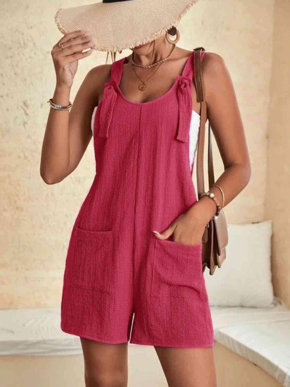 Bona Fide Fashion - Full Size Scoop Neck Romper with Pockets - Women Fashion - Bona Fide Fashion