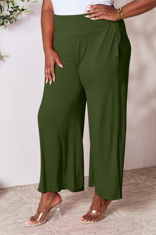 Bona Fide Fashion - Full Size Smocked Wide Waistband Wide Leg Pants - Women Fashion - Bona Fide Fashion