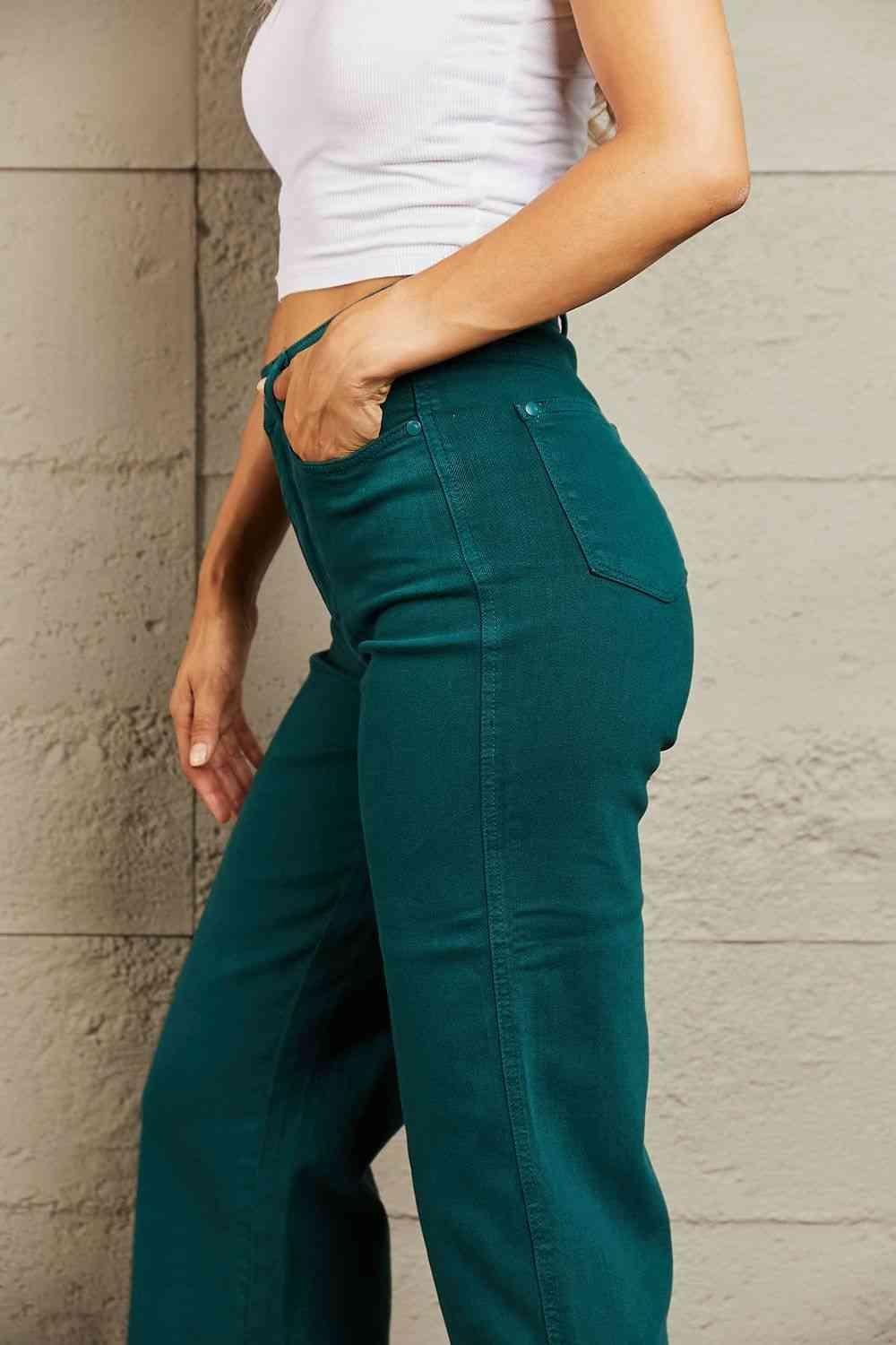 Bona Fide Fashion - Full Size Tummy Control High Waisted Cropped Wide Leg Jeans - Women Fashion - Bona Fide Fashion