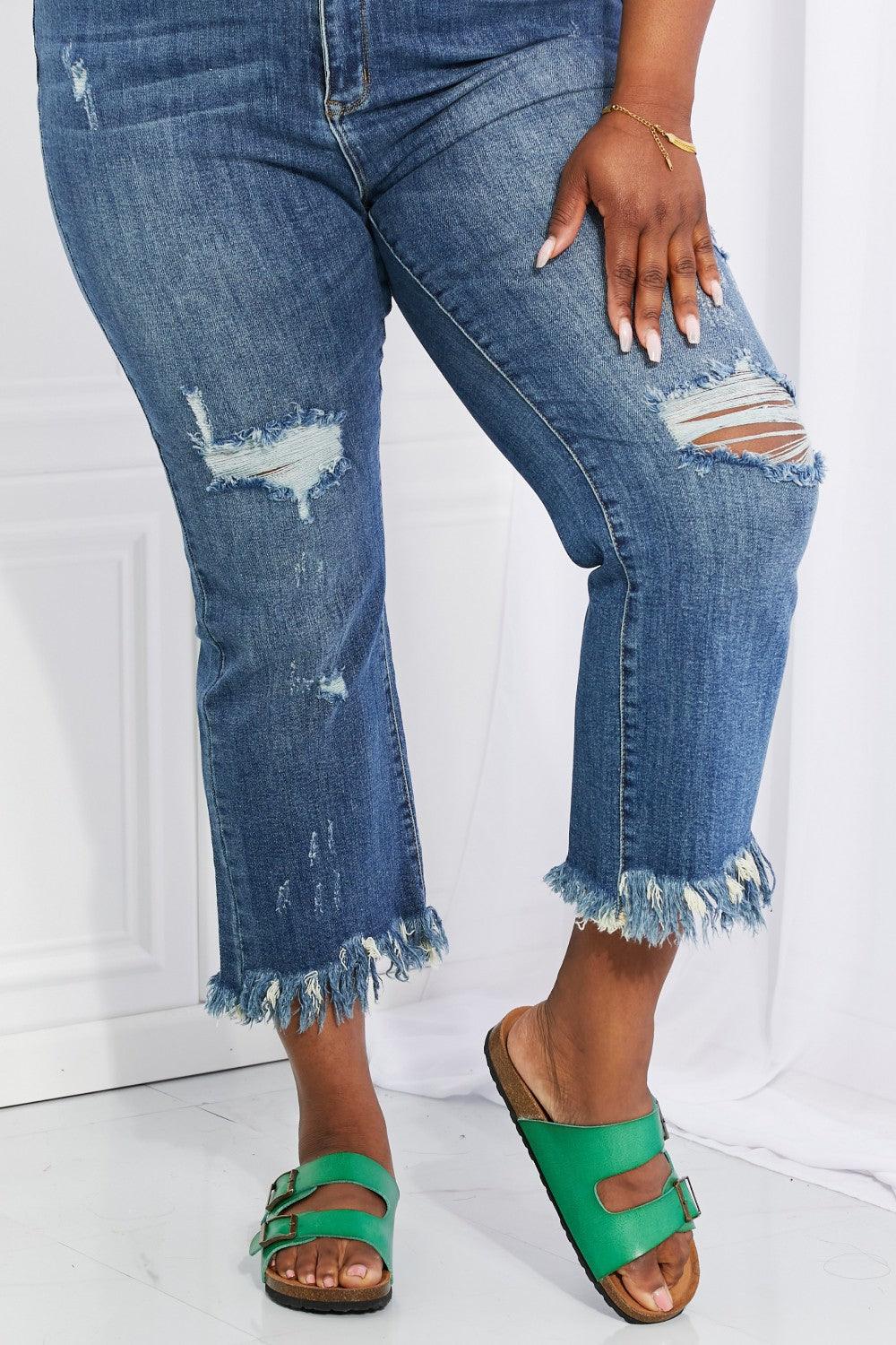 Bona Fide Fashion - Full Size Undone Chic Straight Leg Jeans - Women Fashion - Bona Fide Fashion