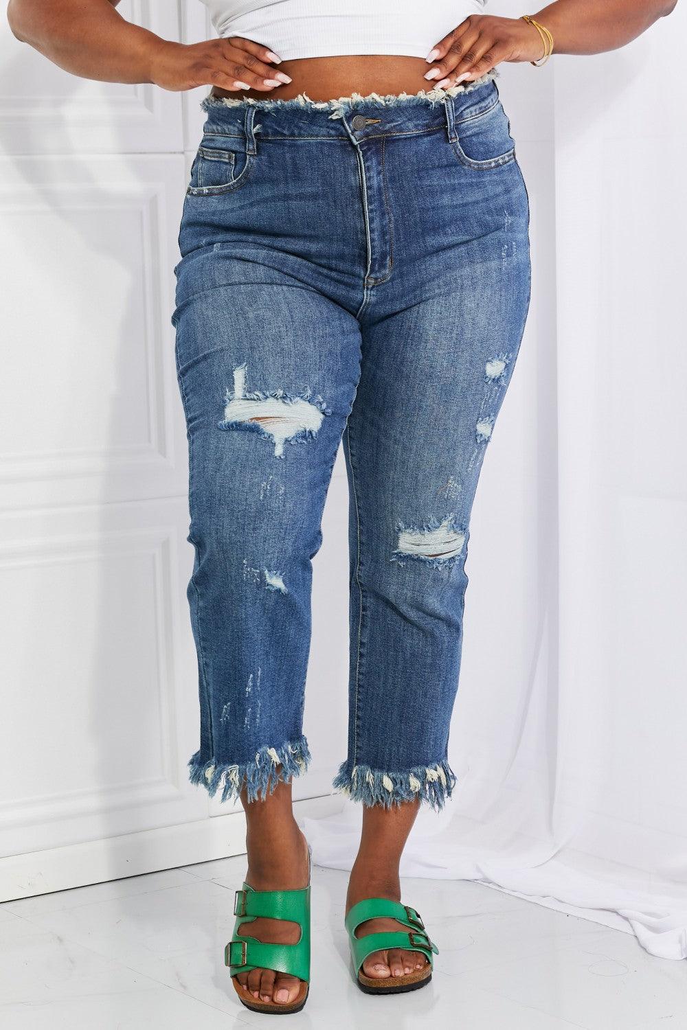 Bona Fide Fashion - Full Size Undone Chic Straight Leg Jeans - Women Fashion - Bona Fide Fashion