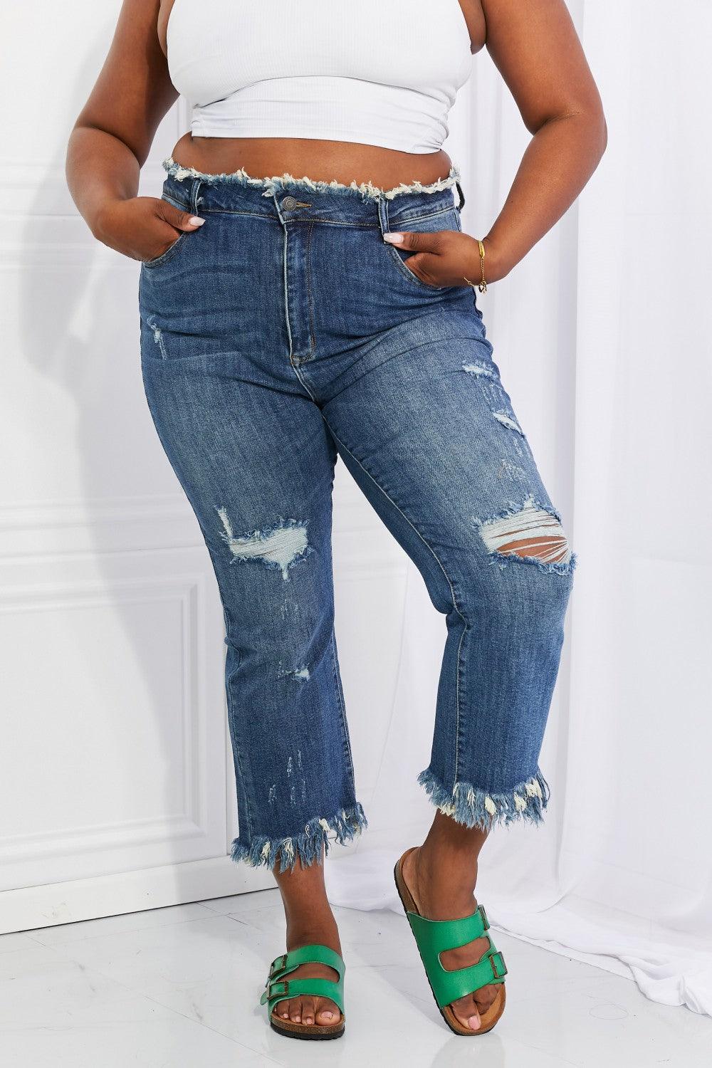 Bona Fide Fashion - Full Size Undone Chic Straight Leg Jeans - Women Fashion - Bona Fide Fashion