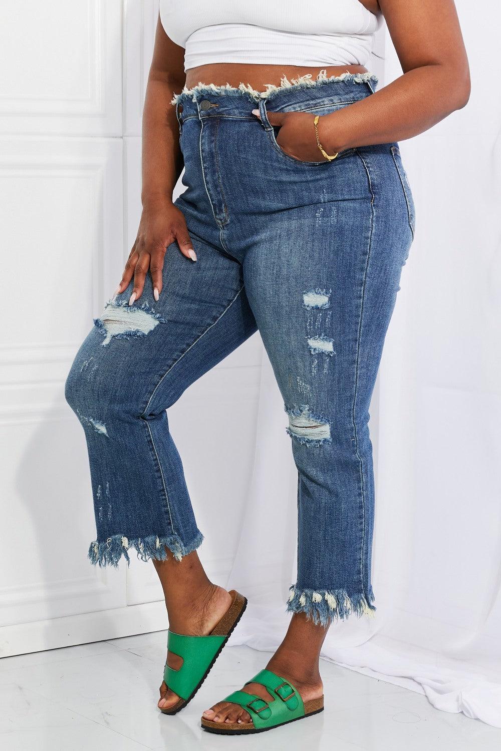 Bona Fide Fashion - Full Size Undone Chic Straight Leg Jeans - Women Fashion - Bona Fide Fashion