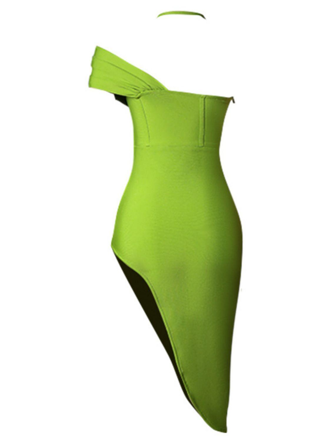 Bona Fide Fashion - Halter Neck Seam Detail Split Dress - Women Fashion - Bona Fide Fashion
