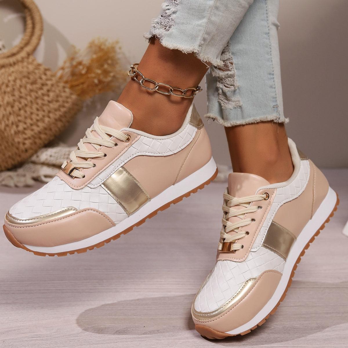 Bona Fide Fashion - Lace-Up PU Leather Sneakers - Women Fashion - Bona Fide Fashion