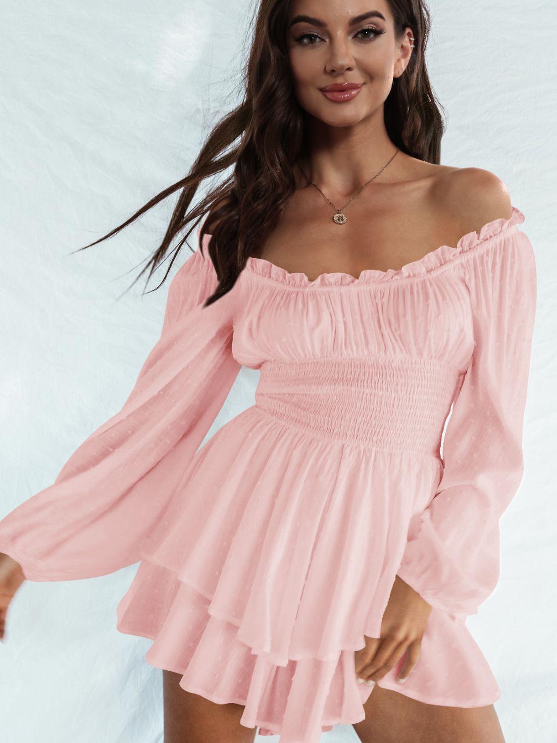 Bona Fide Fashion - Off Shoulder Smocked Waist Romper - Women Fashion - Bona Fide Fashion