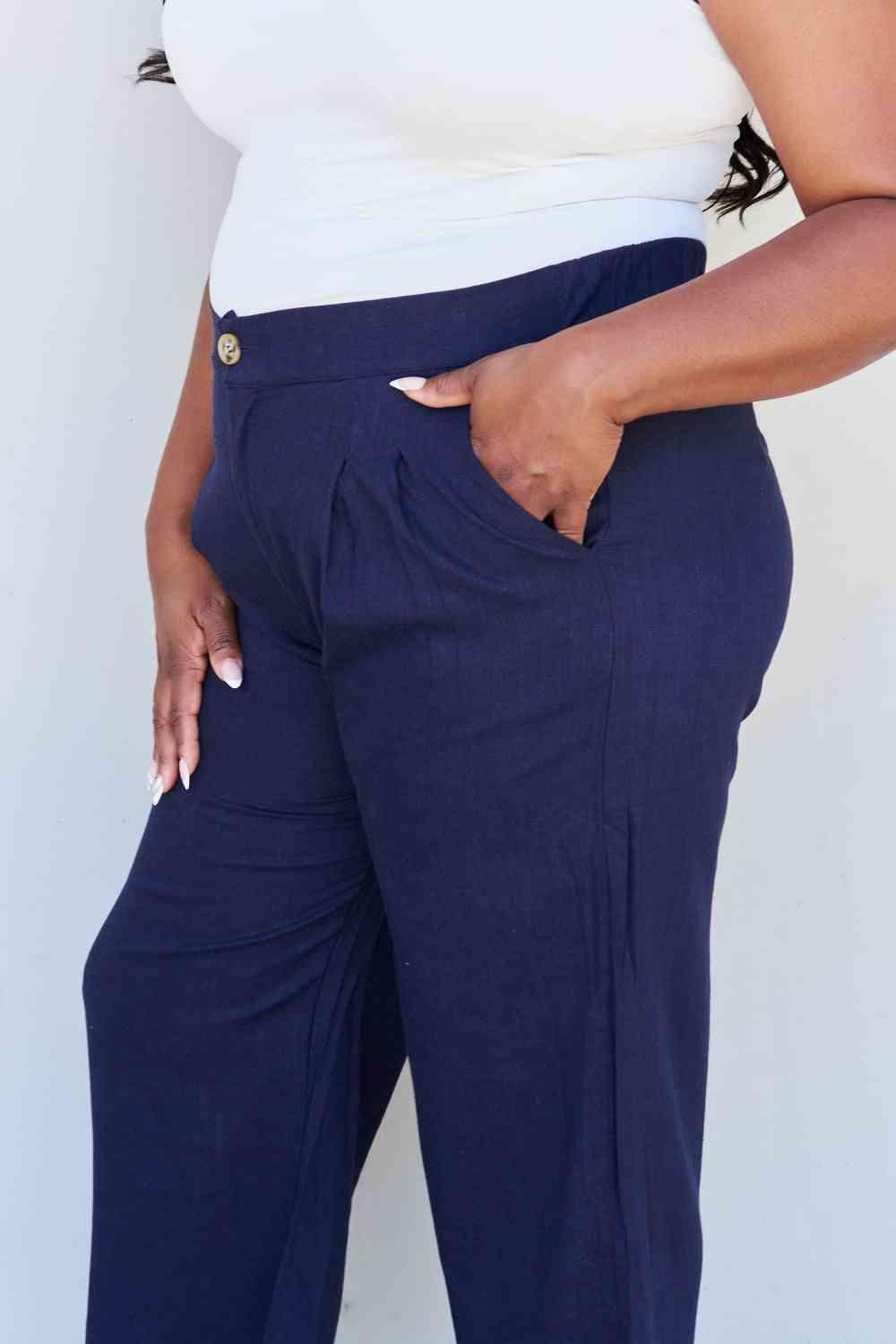 Bona Fide Fashion - Pleated Detail Linen Pants | Dark Navy - Women Fashion - Bona Fide Fashion