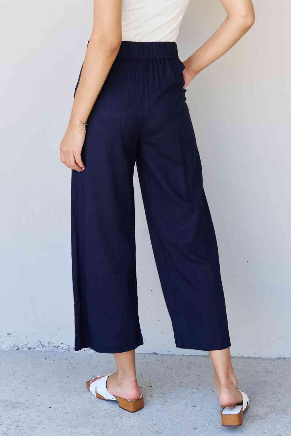 Bona Fide Fashion - Pleated Detail Linen Pants | Dark Navy - Women Fashion - Bona Fide Fashion