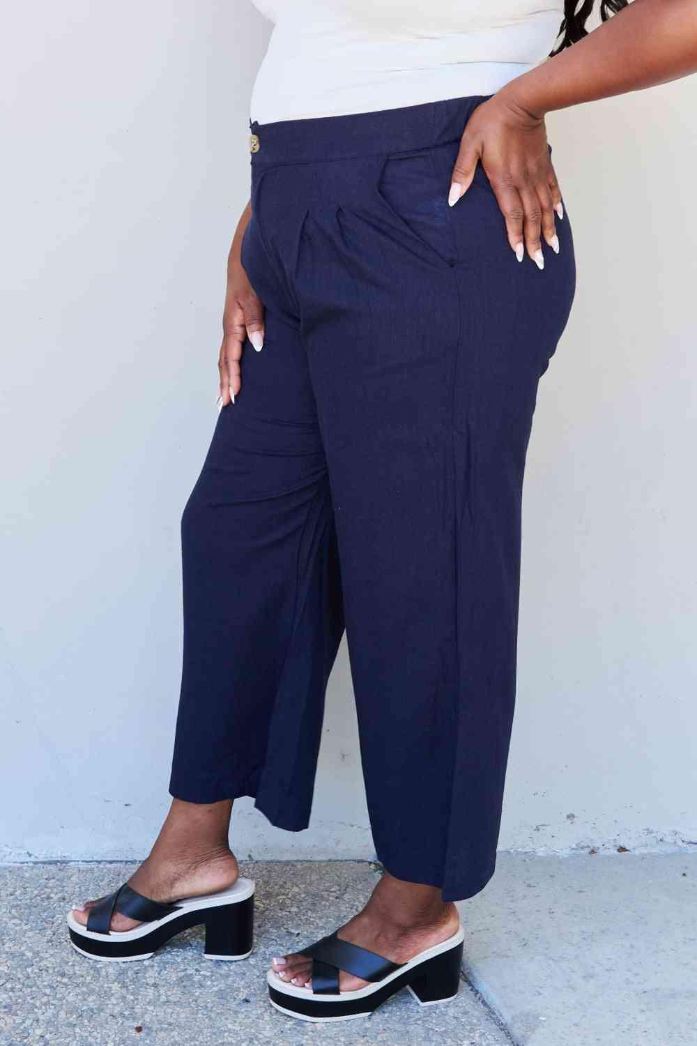 Bona Fide Fashion - Pleated Detail Linen Pants | Dark Navy - Women Fashion - Bona Fide Fashion