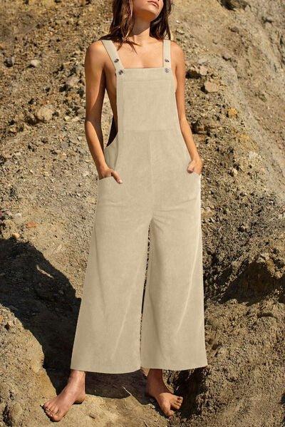 Bona Fide Fashion - Pocketed Wide Leg Overall - Women Fashion - Bona Fide Fashion