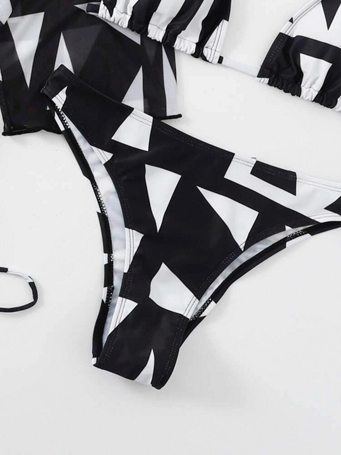 Bona Fide Fashion - Printed Halter Neck Bikini and Cover Up Swim Set - Women Fashion - Bona Fide Fashion