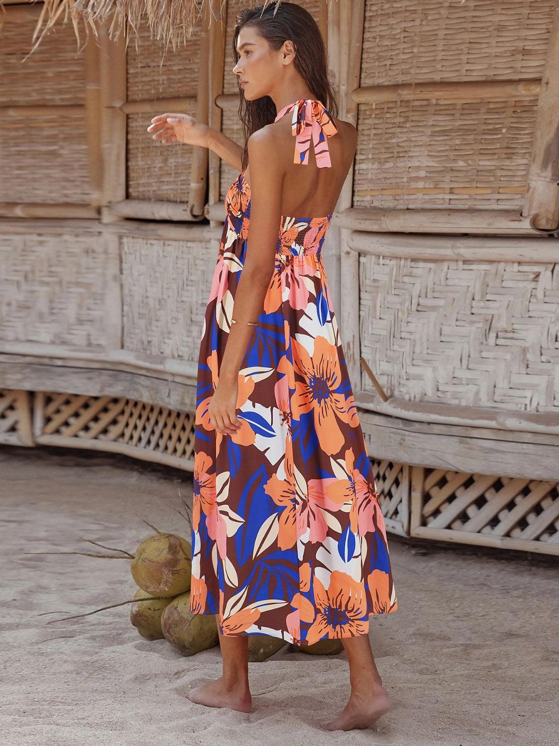 Bona Fide Fashion - Printed Halter Neck Midi Cami Dress - Women Fashion - Bona Fide Fashion