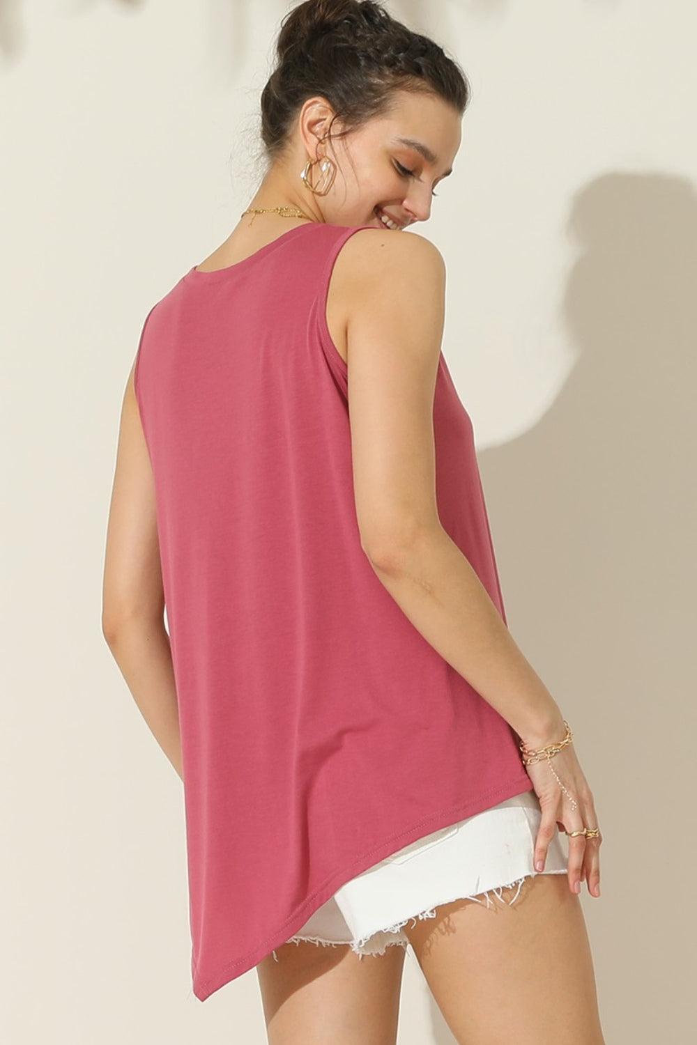 Bona Fide Fashion - Round Neck Button Side Tank - Women Fashion - Bona Fide Fashion