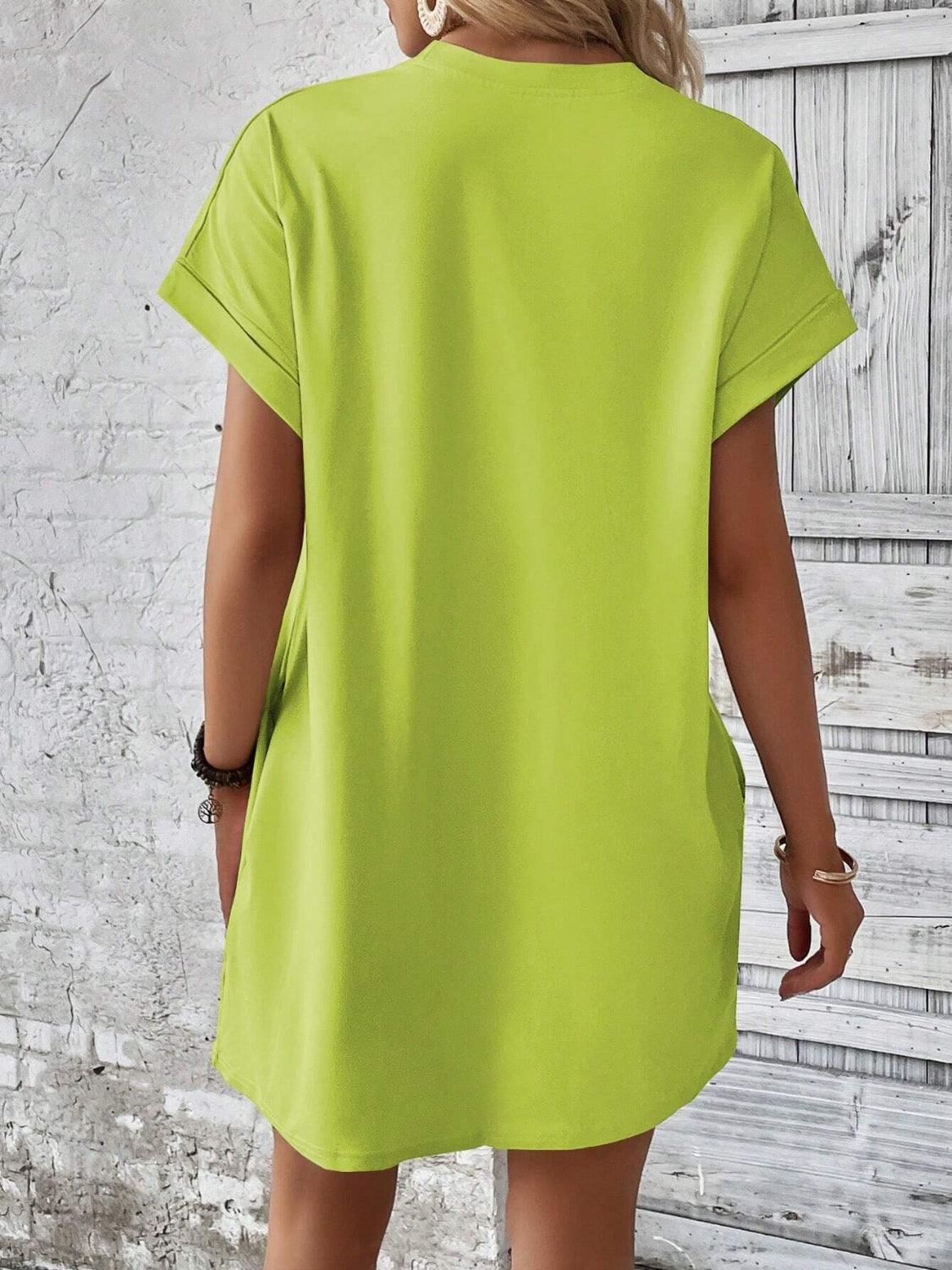 Bona Fide Fashion - Round Neck Short Sleeve Mini Dress - Women Fashion - Bona Fide Fashion