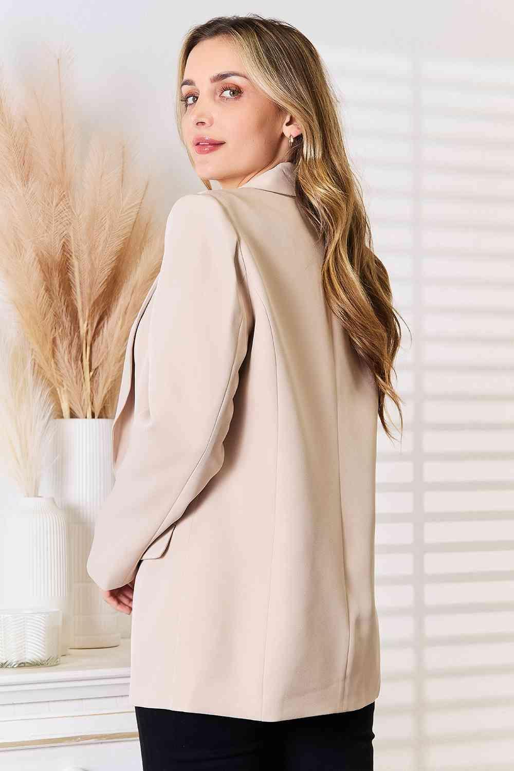 Bona Fide Fashion - Shawl Collar Long Sleeve Blazer - Women Fashion - Bona Fide Fashion