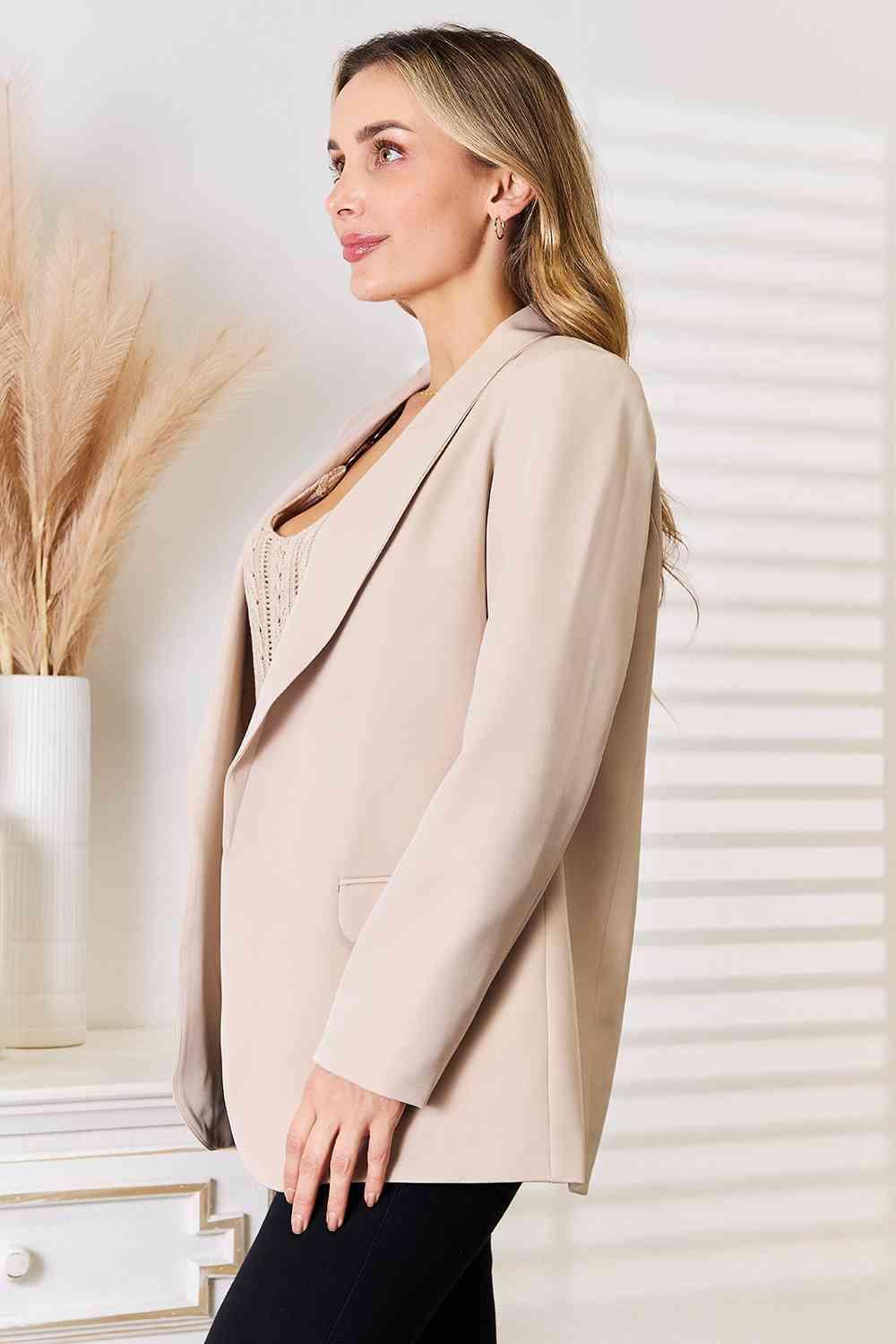 Bona Fide Fashion - Shawl Collar Long Sleeve Blazer - Women Fashion - Bona Fide Fashion