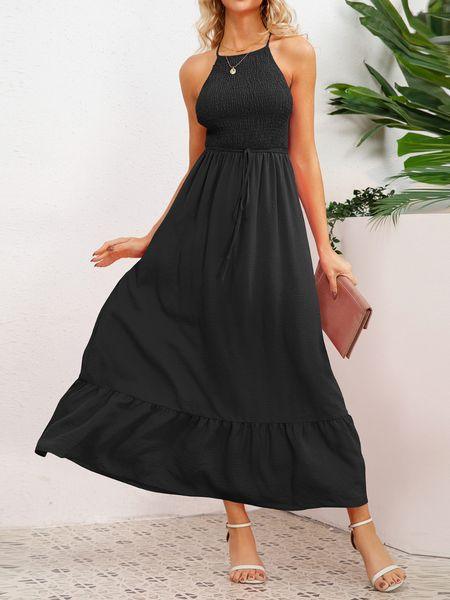 Bona Fide Fashion - Solid Pleated Camisole Dress - Women Fashion HEQZUDEE73 - Bona Fide Fashion