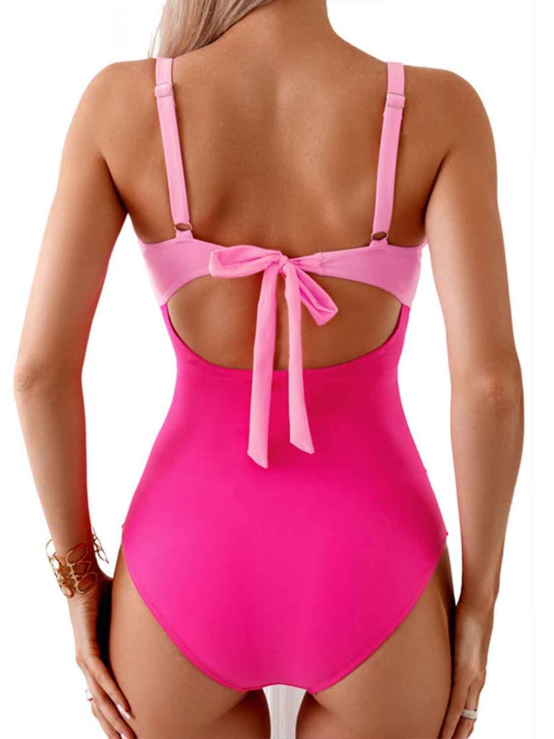 Bona Fide Fashion - Tied Cutout Contrast One-Piece Swimwear - Women Fashion - Bona Fide Fashion