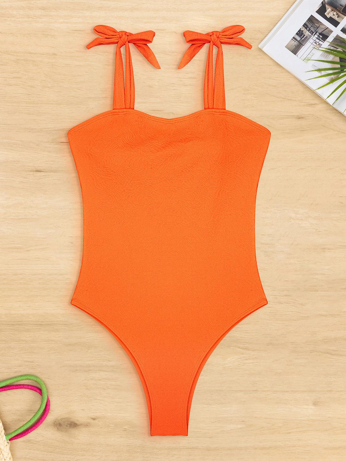 Bona Fide Fashion - Tied Wide Strap One-Piece Swimwear - Women Fashion - Bona Fide Fashion