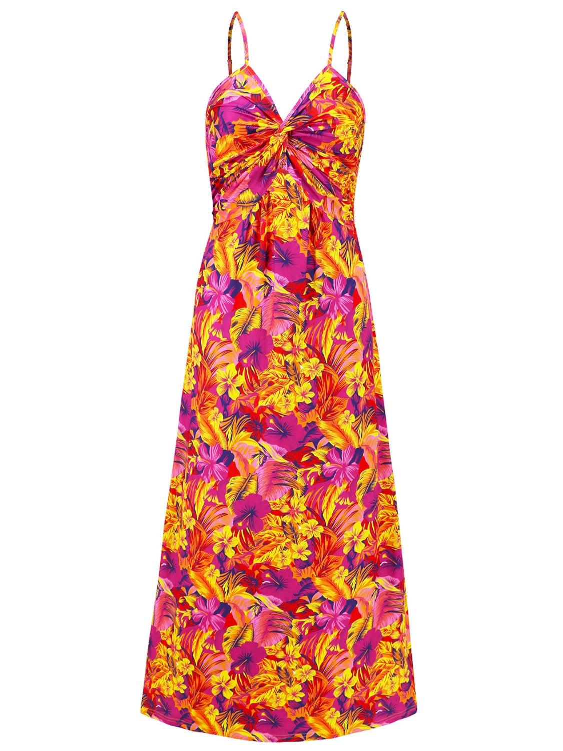 Bona Fide Fashion - Twisted Printed V-Neck Cami Dress - Women Fashion - Bona Fide Fashion