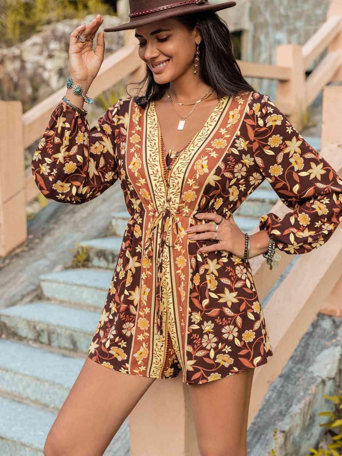 Bona Fide Fashion - V-Neck Long Sleeve Romper - Women Fashion - Bona Fide Fashion