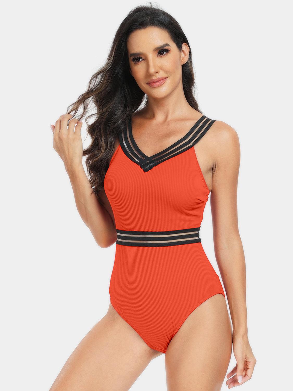 Bona Fide Fashion - V-Neck One-Piece Swimwear - Women Fashion - Bona Fide Fashion