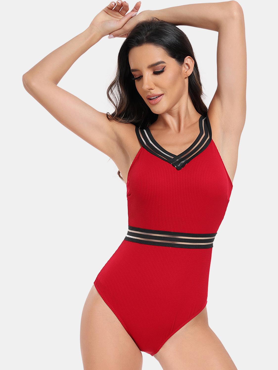 Bona Fide Fashion - V-Neck One-Piece Swimwear - Women Fashion - Bona Fide Fashion