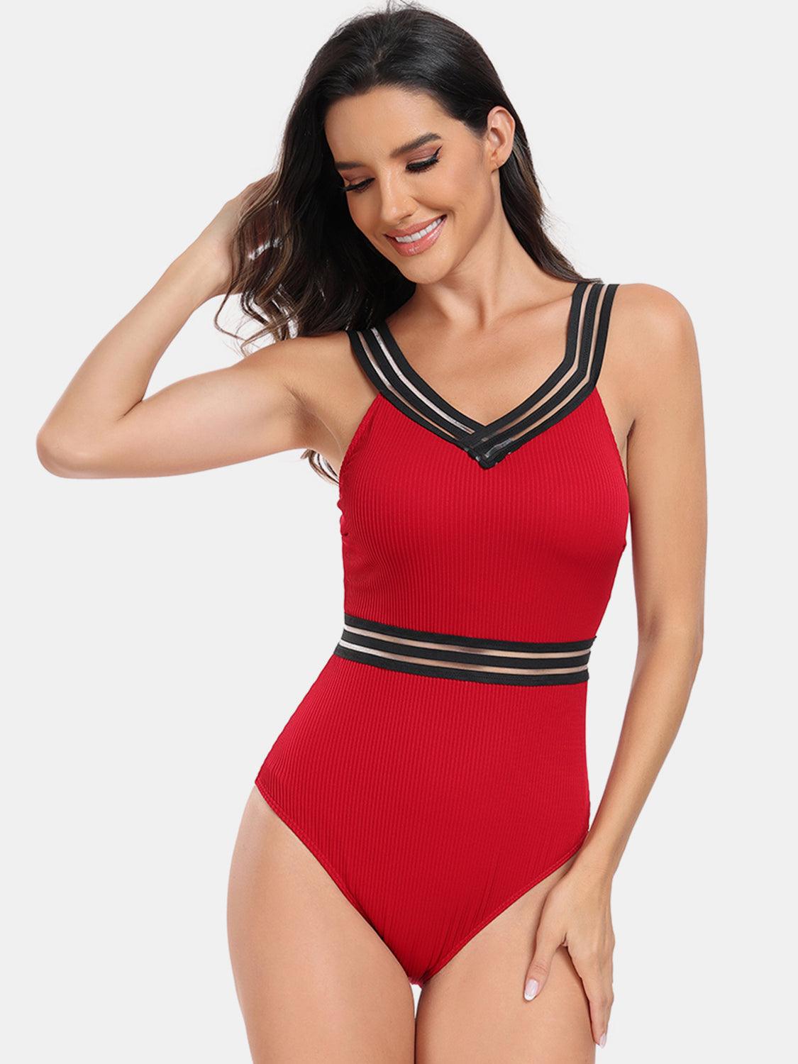 Bona Fide Fashion - V-Neck One-Piece Swimwear - Women Fashion - Bona Fide Fashion