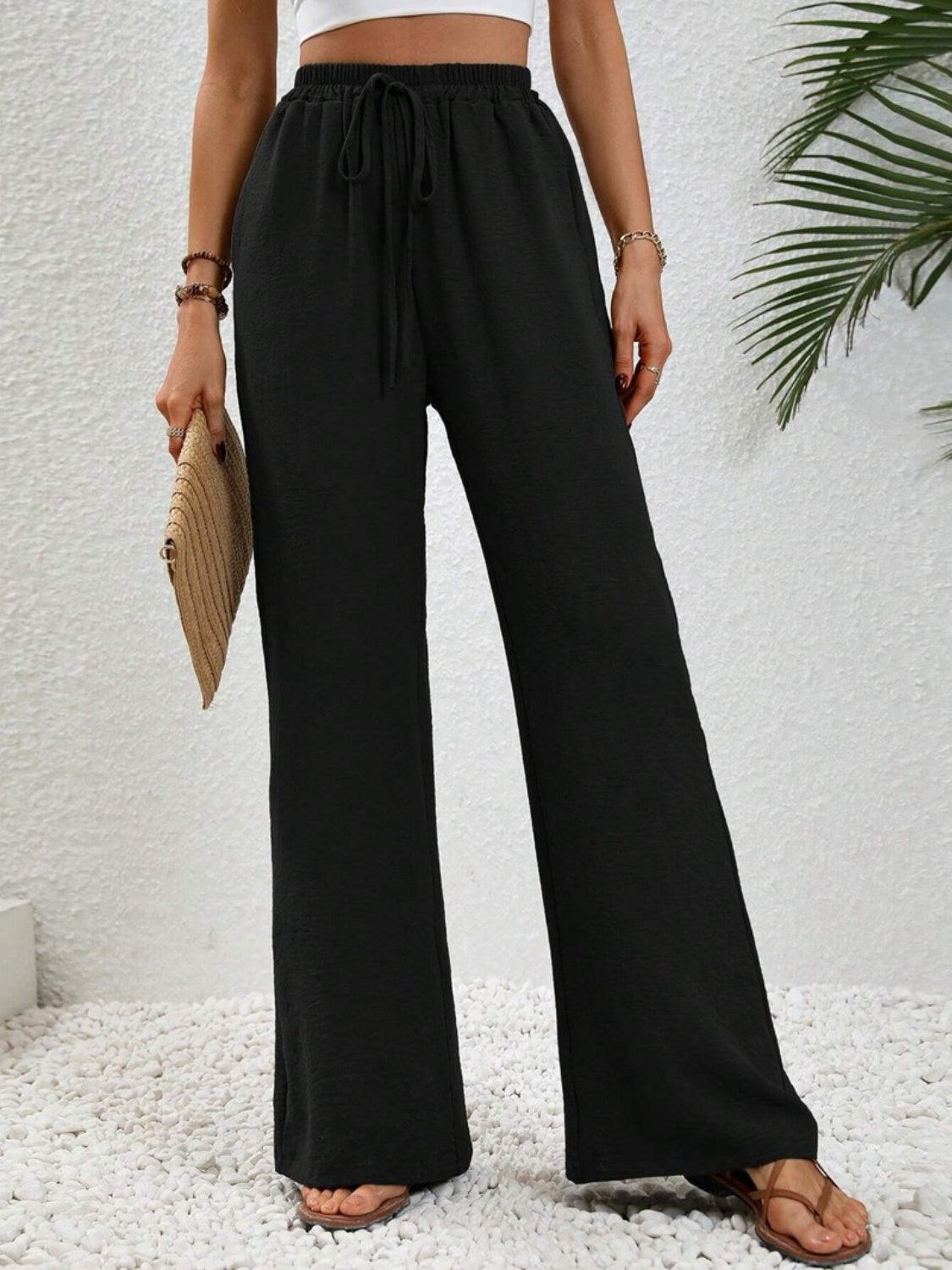 Bona Fide Fashion - Wide Leg Drawstring Pants - Women Fashion - Bona Fide Fashion