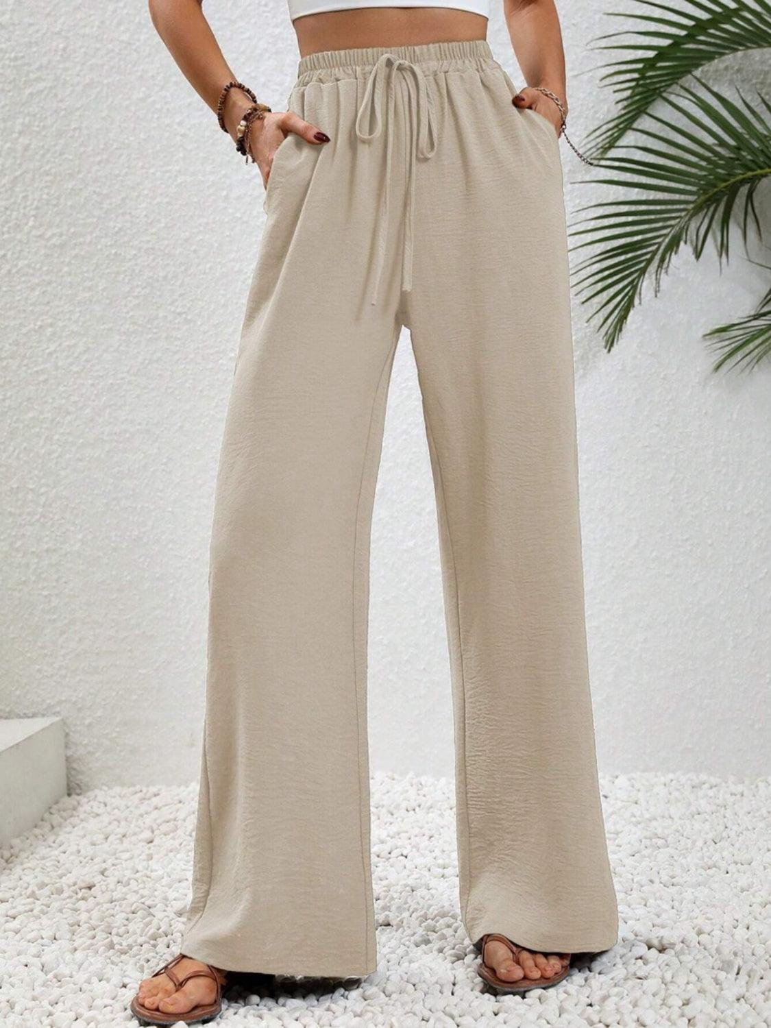 Bona Fide Fashion - Wide Leg Drawstring Pants - Women Fashion - Bona Fide Fashion