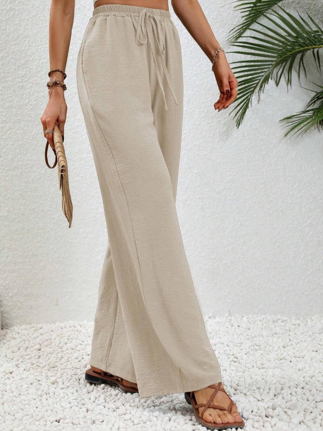 Bona Fide Fashion - Wide Leg Drawstring Pants - Women Fashion - Bona Fide Fashion