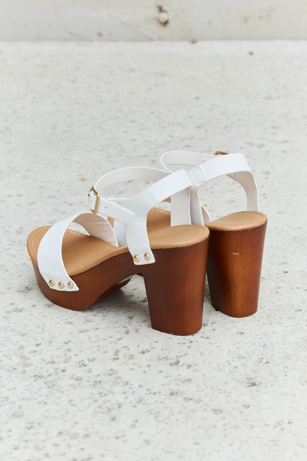 Bona Fide Fashion - Wooden Platform Strap Heels - Women Fashion - Bona Fide Fashion