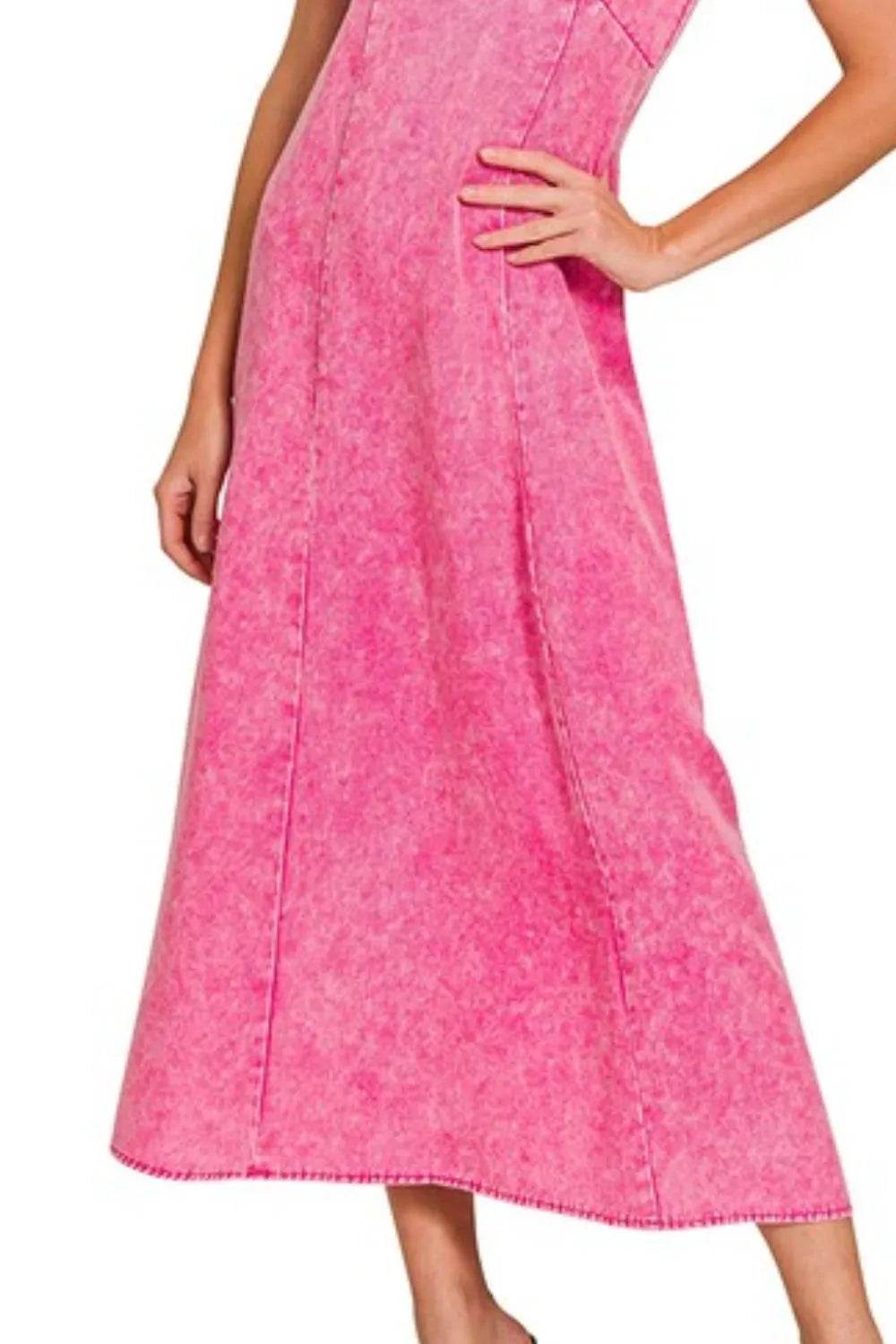 Zenana Tencel Mineral Washed Maxi Dress - Bona Fide Fashion
