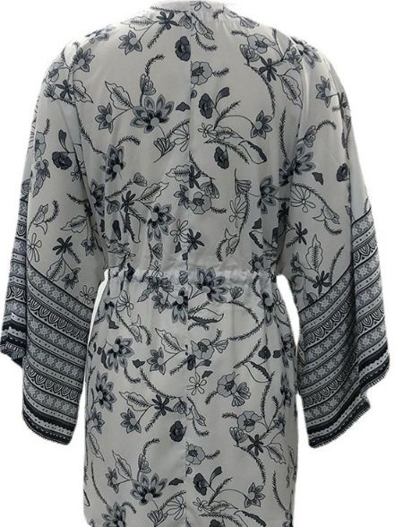 Printed V-Neck Casual Mid-Length Top HEDRPPRQXX